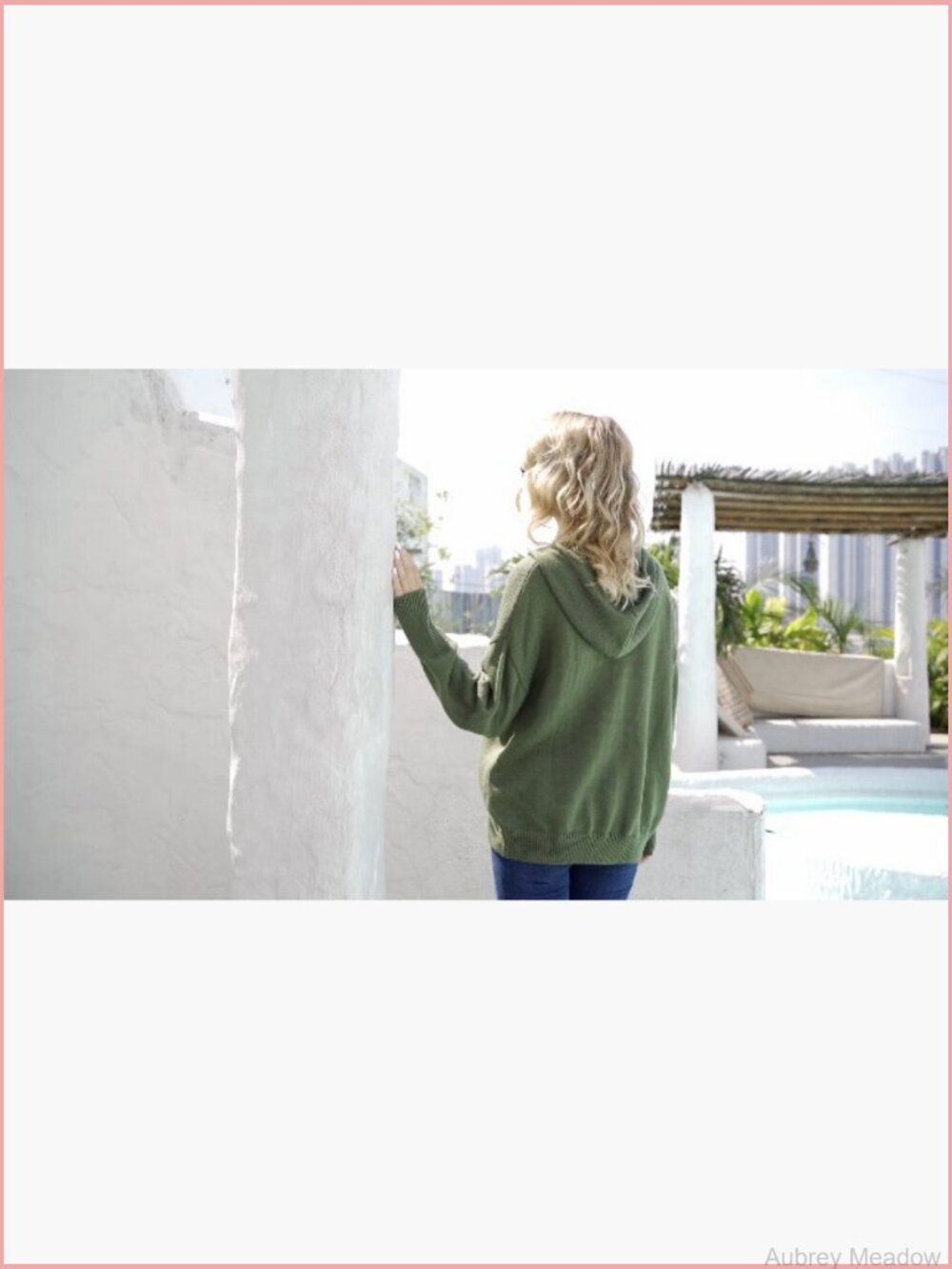 V Neck Button Down Hooded Knit Cardigan Long Sleeve Sweater - Picture 7 of 7